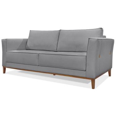 Imagem de Sofa Balli 2 Lugares 190cm Pes Madeira Linho 222 Cinza Ezz Cinza