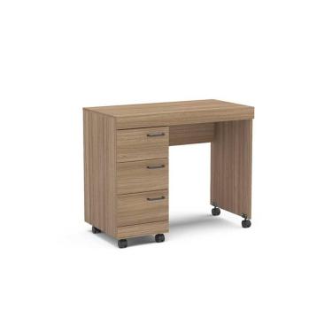 Imagem de Mesa Escrivaninha Juvenil Osaka C/ 3 Gavetas E Rodízios Castanho - Politorno