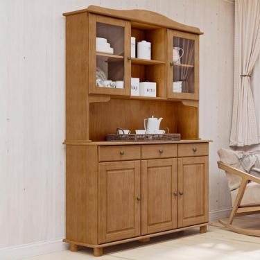 Imagem de Cristaleira Portas De Vidro 129cm Pé Madeira Rubia Freijó F07 - Mpozenato