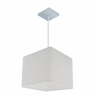 Imagem de Lustre Pendente Quadrado Vivare Md-4058 Cúpula Em Tecido 21/25x25cm - Bivolt Branco 127/220v