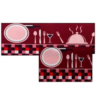 Imagem de Jogo Tapete Cozinha Passadeira Estampado Gourmet 2 Peças - Margex, Ver