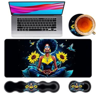 Imagem de TOEMZTFT Mouse pad grande e descanso de pulso para teclado, almofada de mesa para teclado e mouse, mouse pad grande para jogos 4 em 1 com suporte de pulso, tapete de mesa para jogos de estudo de