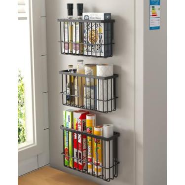 Imagem de EigPluy Caixa de armazenamento de porta de armário de cozinha de 2 peças, caixas de armazenamento autoadesivas montadas na parede, guarda-roupa/banheiro/geladeira, caixa de armazenamento organizadora