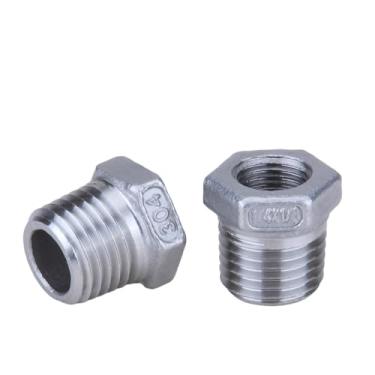 Imagem de CONSTELLAR Encaixe de tubo de aço inoxidável 304 - NPT macho de 1/10.2 cm para NPT fêmea de 1/20.3 cm, encaixe de tubulação redutor/redutor fêmea, bucha sextavada adaptador (3 peças)