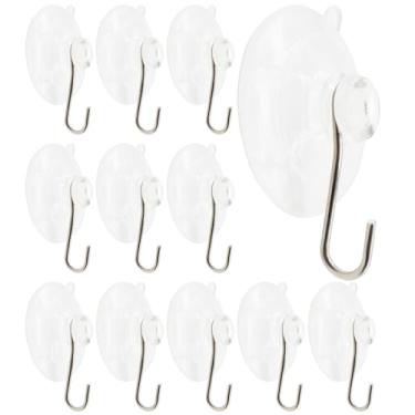 Imagem de Lamvbls Ganchos de ventosa, ventosa transparente de 4 cm com gancho de metal removível, ganchos de parede resistentes para chuveiro, banheiro, cozinha, parede, janela, janela, porta de vidro de até