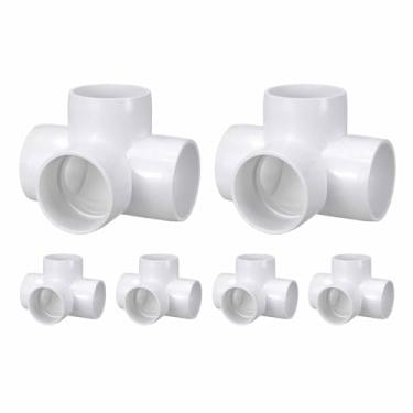 Imagem de DTGN 6 peças de encaixe de PVC de cotovelo de 3,8 cm, encaixe de tubo de PVC de grau cruzado de 4 vias SCH40, conector de cotovelo de canto DIY para móveis de construção, conexão de estrutura de