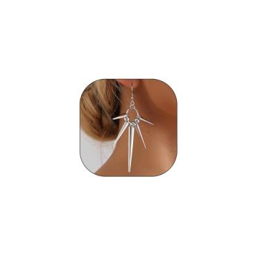 Imagem de Brincos góticos com pingente de ponta, punk, com contas, círculo, gancho, para mulheres, gótico, y2k, hip hop, brinco, festa de rock, acessórios de bijuteria, Large, Liga de aço, Sem pedra preciosa