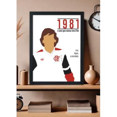 Imagem de Quadro Decorativo Flamengo Zico Eterno - Com vidro Tamanho:21cm x 30cm