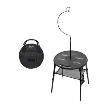 Imagem de rockible Mesa de Acampamento Redonda com Ajuste de Altura, Dobrável E Leve para Uso em Praia E Pátio, Preto