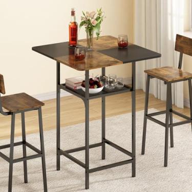 Imagem de Mesa de Bar, Mesa de Cozinha, Estilo com Blocos de Duas Cores, Simples e Elegante, Mesa de Jantar Adequado para Salas de Estar, Cozinhas e Bares