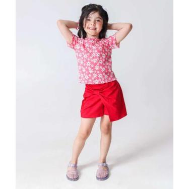 Imagem de Short Saia Infantil Textura Marisa Tam 4 a 10 Vermelho-78222, Vermelho