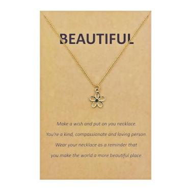 Imagem de Sucanra Colar de amizade, corrente com pingente de estrela do mar, onda e laço de praia, para BFF Sister, 18 inches, Latão, Sem Pedra Preciosa