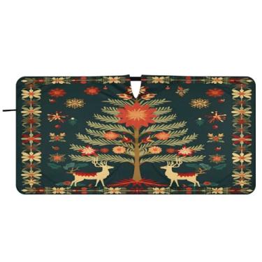 Imagem de CEBUGI Para-brisa de carro dobrável Sombra de sol de alce de Natal persianas de janela de carro guarda-chuva dianteiro para-brisa para-sol para acessórios de carro legal bloqueador solar refletivo de