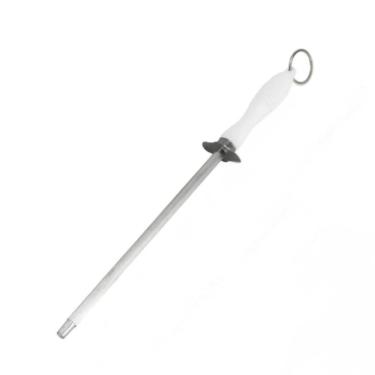 Imagem de Kit 3 Peças para Churrasco, Aço Inox, Faca 30cm Garfo 29cm Chaira 25,5cm, Cabo Branco Polipropileno, 274g