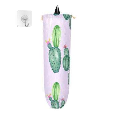 Imagem de xigua Suporte para saco plástico de cacto aquarela, suporte de parede com cordão, pacote com 2, organizador de sacolas de compras reutilizáveis, decoração para bolsas, meias, roupas íntimas e gravatas