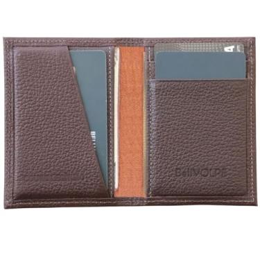 Imagem de Carteira Masculina Antifurto Proteção RFID Slim Mini Couro Legítimo Cartões Cédulas CNH CIN Loja de Fabrica (Marrom)