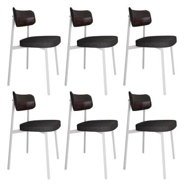 Imagem de Conjunto 6 Cadeiras de Jantar Tecido Mesclado Alloa Est. Branca