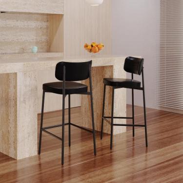 Imagem de Banqueta Alta Revestimento Sintetico Alloa Est. Preta