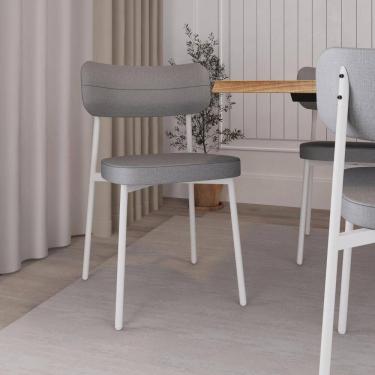 Imagem de Conjunto 2 Cadeiras de Jantar Tecido Sint. Alloa Est. Branca