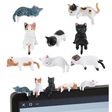 Imagem de 8Pcs Cat Desk Accessories, Cute Mini Resin Cats Accessories for Computer Monitor Decor & Car Dashboard Decorations, Adorable Small Cat Figurines for Office Car Home Decor, Ideal Gift for Cats Lovers