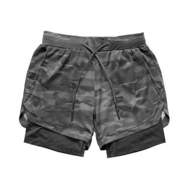 Imagem de Shorts Masculinos De Camuflagem 2 Em 1 De Secagem Rápida Para Academia
