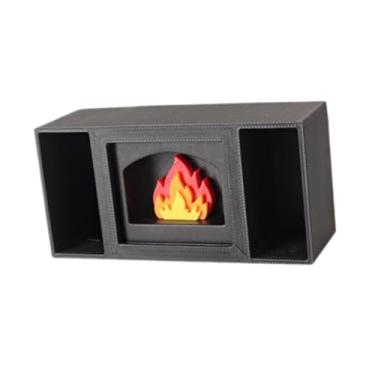 Imagem de JunZheHub Lareira para Casa de Bonecas, Miniatura de Lareira Iluminada para Decoração de Ambientes, Preto