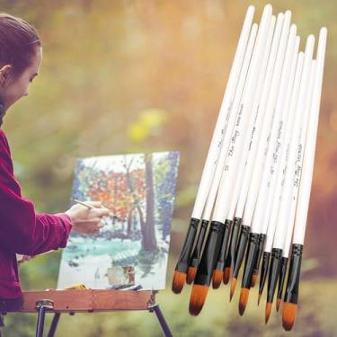 Imagem de Generic Conjunto de Pincéis de Arte Com 12 Peças, Ferramenta de Pintura a óleo Em Aquarela, Cabo de Madeira para Cabelo de Nylon Superior (ponta da língua)