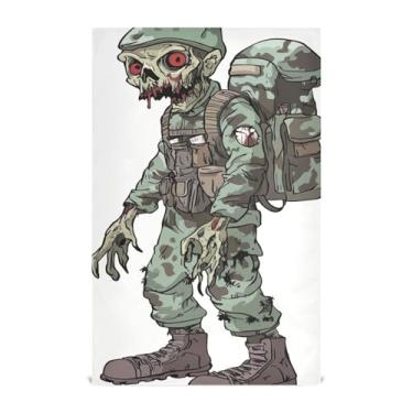Imagem de Joisal Zombie Soldier Camuflagem Panos de Cozinha Verde 71 x 45 Toalhas de Cozinha Decorativas Toalhas de Chá Altamente Absorventes Pacote com 4