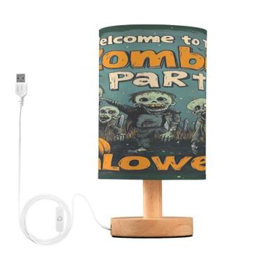 Imagem de Joisal Abajur de mesa de festa de zumbi de Halloween para escritório abajur amigável para os olhos, lâmpadas pequenas para sala de estar