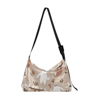 Imagem de Lindas bolsas Hobo de couro de scooter de crocodilo para mulheres, bolsas grandes transversais com estampa de animal, bolsas Hobo femininas, Preguiças engraçadas infantis coloridas