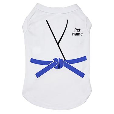 Imagem de Petitebella Camisa personalizada Judo Karate Taekwondo Jersey Puppy Dog (branca/azul, média)