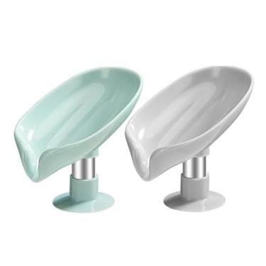 Imagem de Saboneteira com Base de Sucção, Suporte de Sabonete para Pia, 2 Peças, Verde e Cinza
