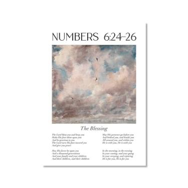 Imagem de Coleção de Salmos das Escrituras Monet Van Gogh Famosa Pintura Aquarela Impressão Verso da Bíblia Pôster em Tela Decoração de Parede de Casa Cristã (SKU14,40.6x50.8 cm = (40 x 50 cm), sem moldura)