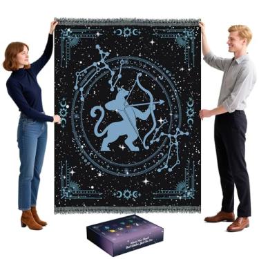 Imagem de ZYXFYY Cobertor Astrologia Presentes de Aniversário para Mulheres Meninas Coleção Chenille Tecido Capa Hippie Decoração de Quarto Constelação Celestial Bruxa para Cama 129,5-149,9 cm (Chita)
