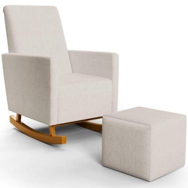 Imagem de Poltrona De Amamentação Com Balanço E Puff Ravena W01 Linho Cru - Lyam