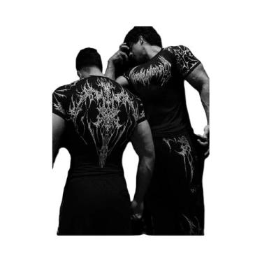 Imagem de Camiseta De Compressão Unissex Com Estampa Gótica De Metal, Estilo Pun