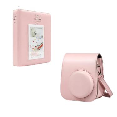 Imagem de Kit Bolsa Case Protetora para Instax Mini 12 com Álbum para 64 Fotos Instantâneas, Cores Pastel (Rosa Chiclete)