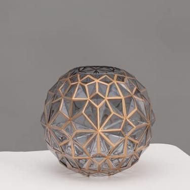 Imagem de Estilo Vaso de vidro pintado a ouro decoração sala de estar arranjo de flores cultura aquática modo criativo (cor: C34,5 * 8 cm) (B18*8cm)