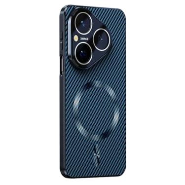 Imagem de LTLMYDAM Capa fina para Huawei Pura 80 Ultra/80 Pro/80Pro+/80, câmera fosca magnética à prova de choque, revestimento com textura de fibra de carbone, azul, 80