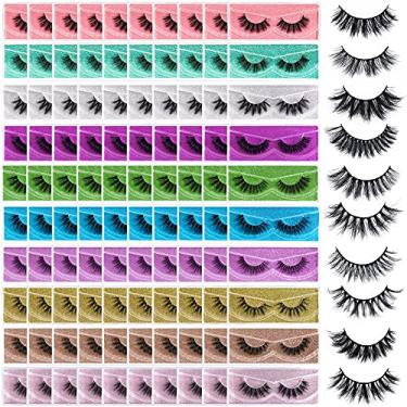 Imagem de FARRED Atacado cílios fofos e dramáticos em massa, mistura de 10 estilos, pacote com 100 pares, caixa individual, 10 a 18 mm, cílios postiços grossos 8D cílios postiços curtos de aparência natural (estilo i-100 pares)
