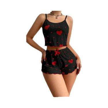 Imagem de Conjunto De Pijama Sexy Feminino Com Estampa 2 Peças Camisola Regata S