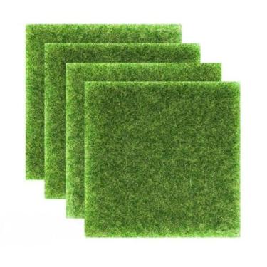 Imagem de Grama Sintética Placa de tapete Artificial 25cm x 25cm Para Decoração De Casa Jardim Gramado para Decoração de Casa, Jardim, Varanda e Espaço Infantil, Prático para Momentos (1 UNID)