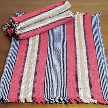 Imagem de Jogo Americano Natal 4 Peças Algodão Artesanal Tear Manual - Mesa Posta Rústica Elegante (vermelho mesclas preto)