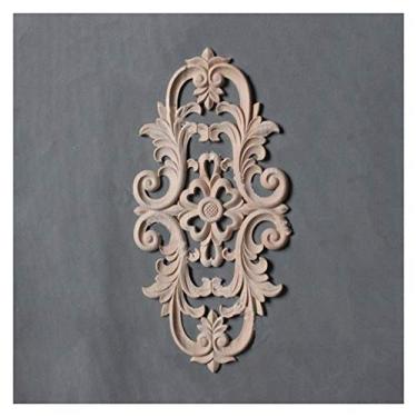Imagem de Appliques de madeira decorativos no centro de móveis de casa, texturas de processo de escultura, texturas de porta de mobiliário sem pintura, decorações de armários, várias combinações(2PCS,C)