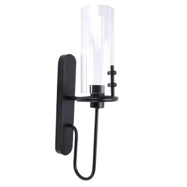 Imagem de Luocute Luminária de Parede Preta, Luminária de Parede Interna Moderna Com Abajur de Vidro Transparente, para Quarto, Sala de Estar, Sala de Jantar, café, Hotel, Restaurante