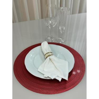 Imagem de Jogo Americano Mesa Posta Impermeável Redondo ou Retangular para Jantar e Eventos – Kit 4 ou 6 Lugares Decorativo Luxo (31. Vermelho Brilhante,6 unidades)