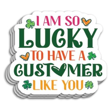 Imagem de 200 peças adesivos de embalagem de negócios do Dia de São Patrício, I Am So Lucky to Have a Customer Like You, adesivos de trevo para envelopes, caixas de envio, embalagem de presente