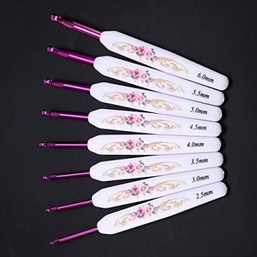 Imagem de GLOGLOW Conjunto de Ganchos de Ferramentas de tricô, Agulhas de tricô Ergonômicas Suaves Com Alça de Plástico Macio para Fios Pesados ​​ou Finos, 8 Tamanhos Completos para Todas As Necessidades de crochê 8 Peças de crochê de Alumínio Ergonômico (Alça branca grossa)