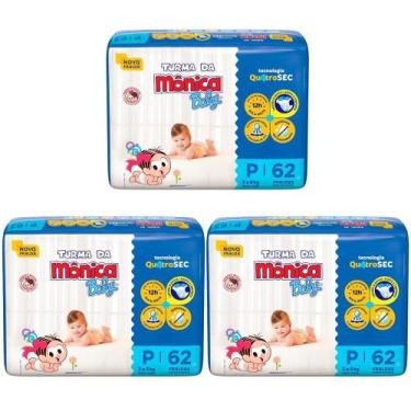 Imagem de Fralda Turma da Mônica Baby Mega Tamanho P - Pacote com 62 Fraldas Des