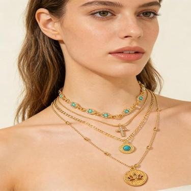 Imagem de Colar em camadas para mulheres, colar em camadas douradas, corrente de osso de cobra de camada dupla, joias modernas, presentes, presentes de Natal, amizade, presentes para mulheres, dia dos namorados